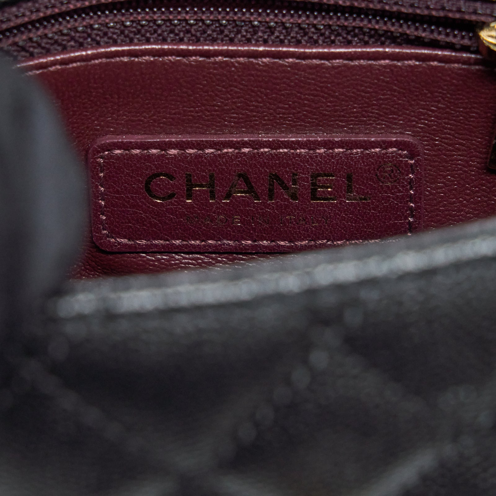 Chanel Mini Coco Handle Flap Bag Caviar Black With Burgundy