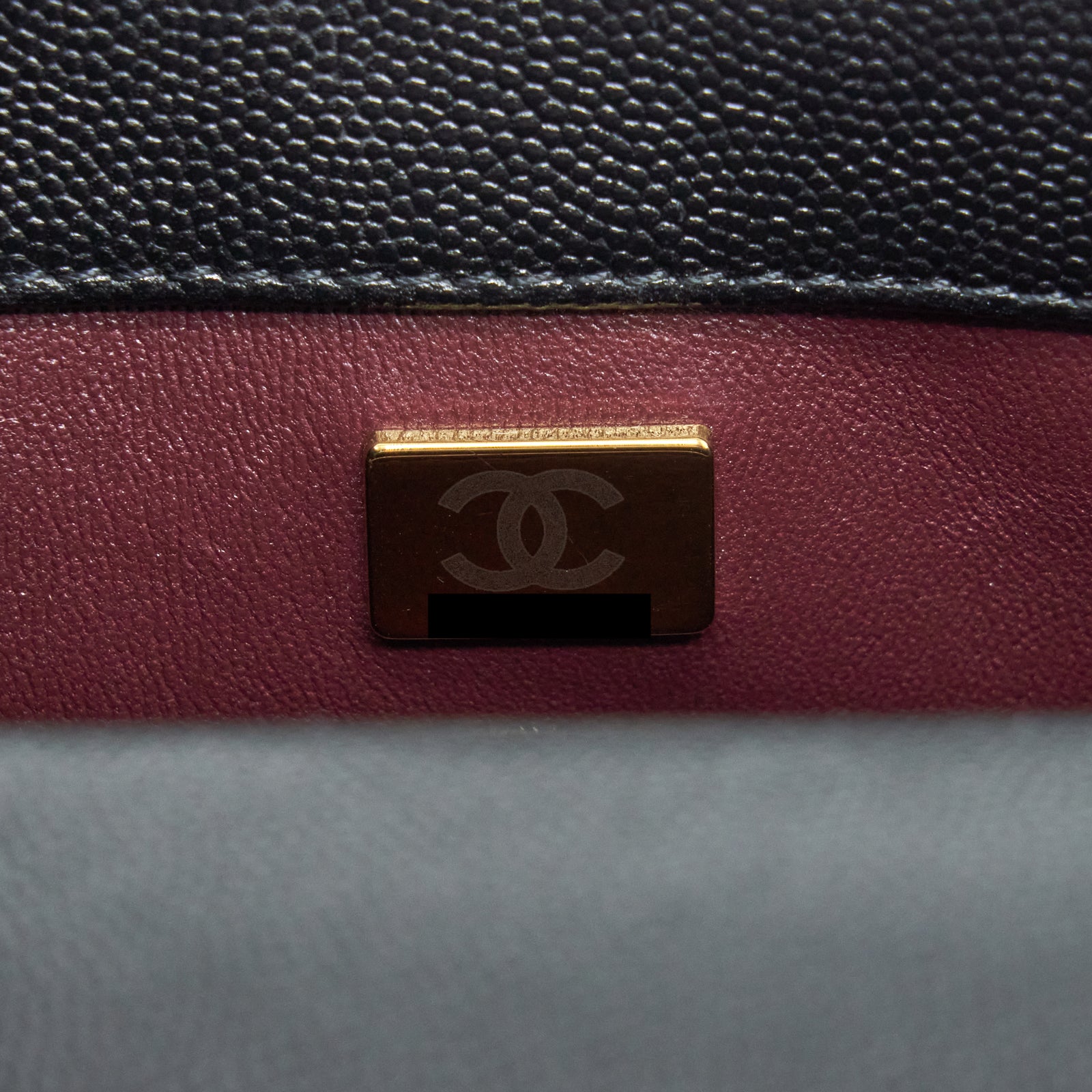 Chanel Mini Coco Handle Flap Bag Caviar Black With Burgundy
