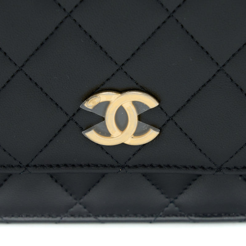 Chanel Detailed Top Handle Wallet on Chain Lambskin Black GHW (Microchip)