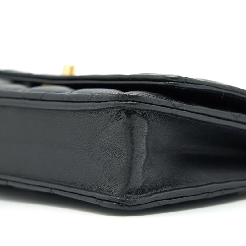 Chanel 22C Pearl Crush Wallet On Chain Lambskin Black GHW (Microchip)