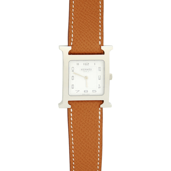 Hermes Heure H Watch, Medium model, 30 mm Epsom Gold SHW with 2 extra straps