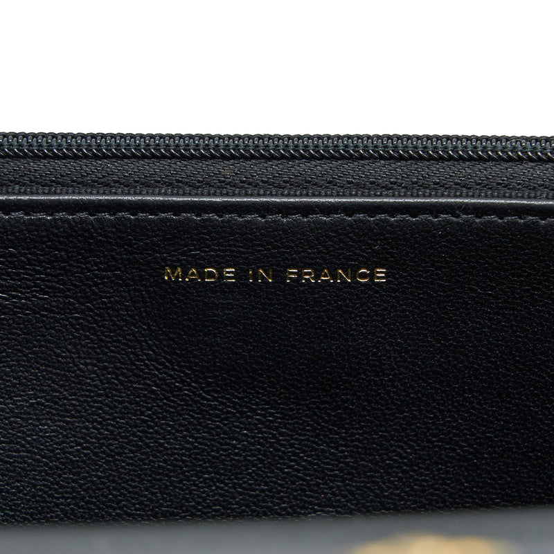 Chanel Detailed Top Handle Wallet on Chain Lambskin Black GHW (Microchip)