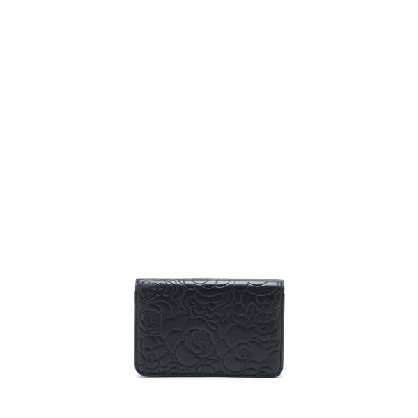 Chanel Camellia Wallet On Chain Lambskin Black SHW