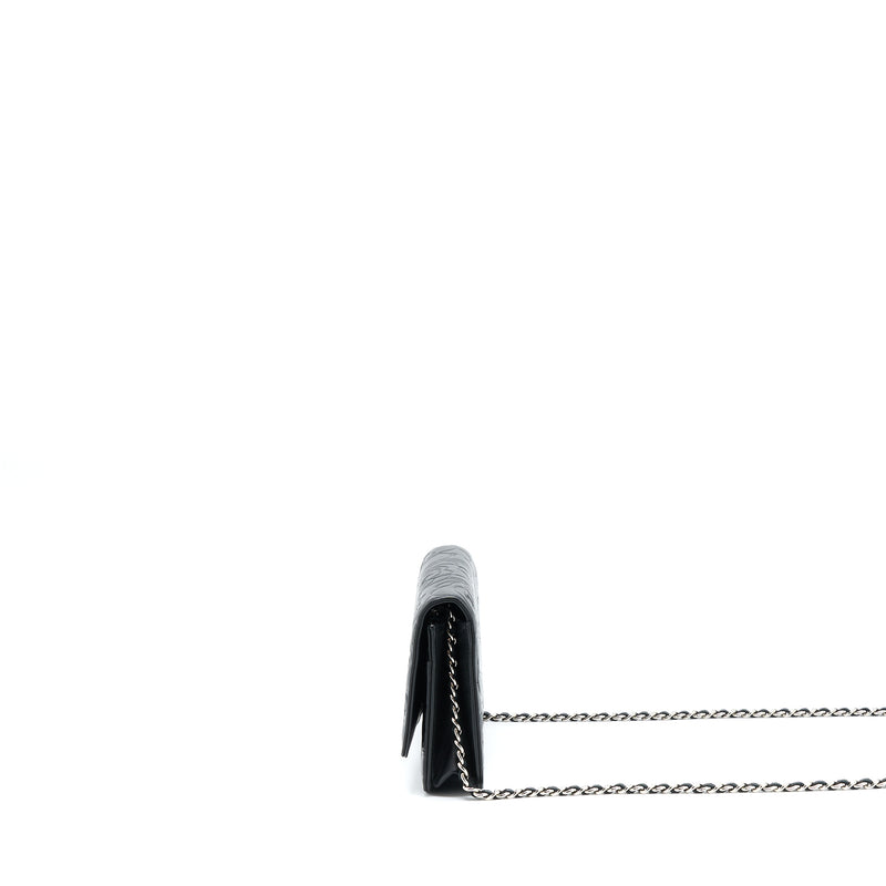 Chanel Camellia Wallet On Chain Lambskin Black SHW
