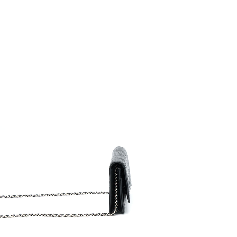 Chanel Camellia Wallet On Chain Lambskin Black SHW