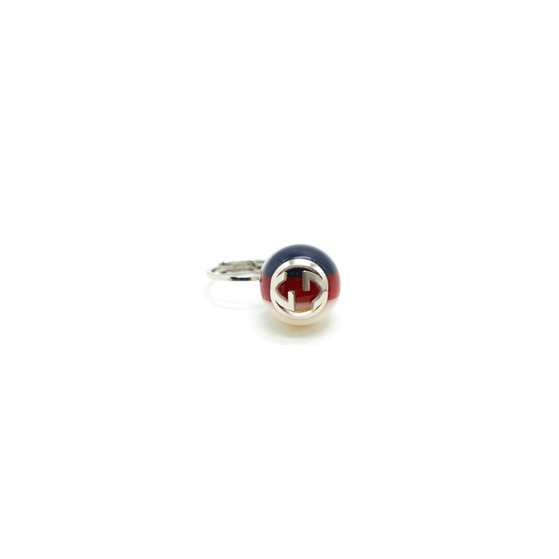 GUCCI GG Pearl Leverback Earrings WHITE/RED/BLUE