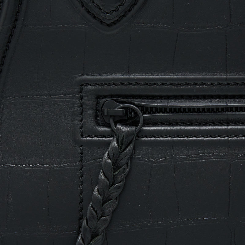 Celine Large Phantom Luggage Bag Croc-Embossed Calfskin Black