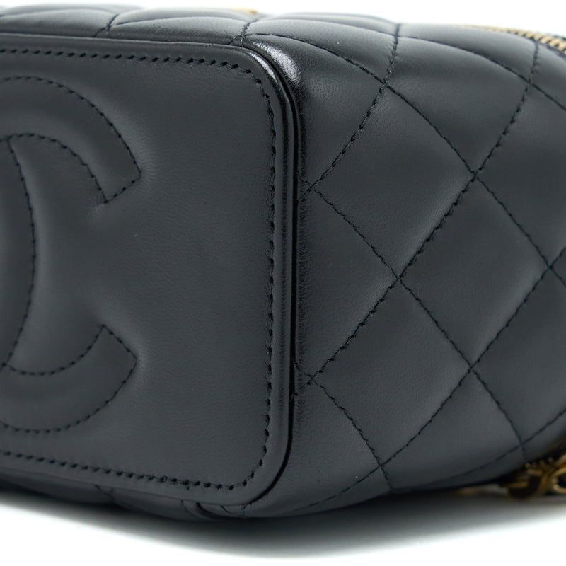 Chanel Long Vanity Detailed Gem Chain Lambskin Black GHW (Microchip)