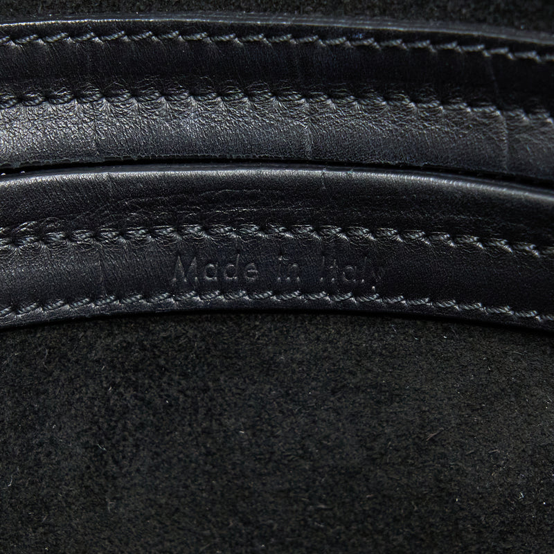 Celine Large Phantom Luggage Bag Croc-Embossed Calfskin Black
