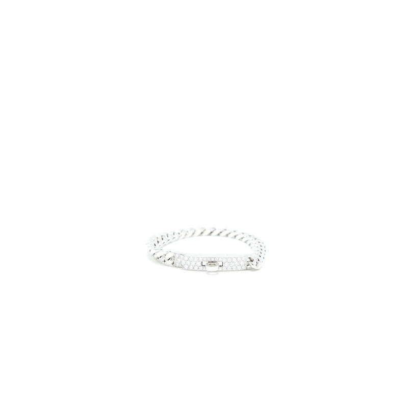 Hermes Size SH Kelly Gourmette Bracelet White Gold Diamonds