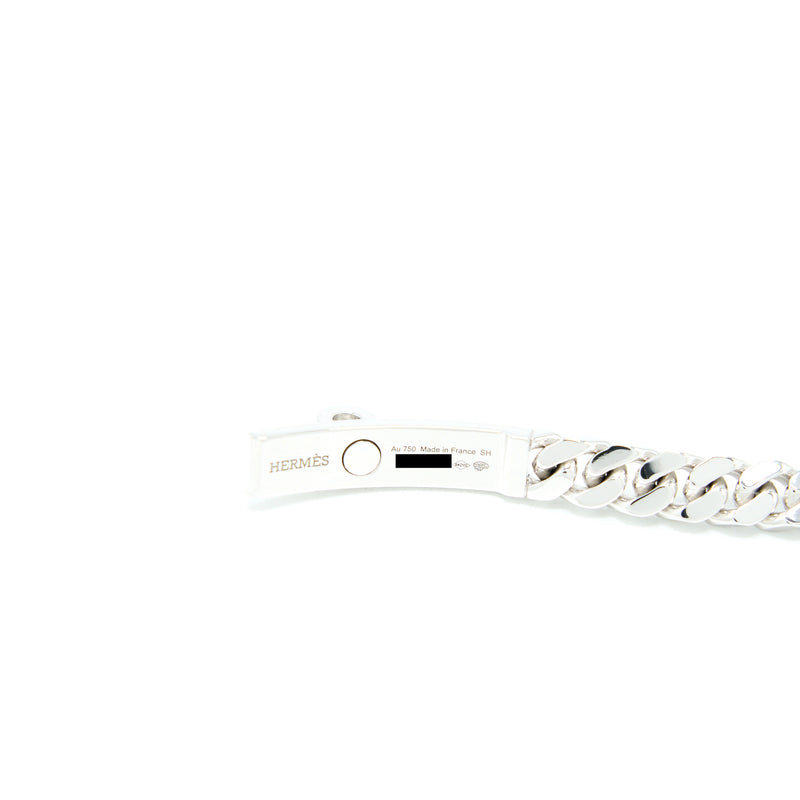 Hermes Size SH Kelly Gourmette Bracelet White Gold Diamonds