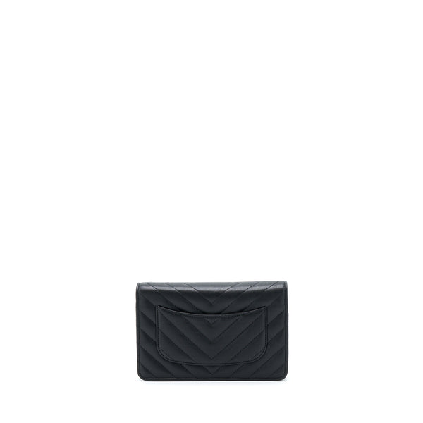 Chanel 2.55 So Black Wallet On Chain Calfskin With Black Hardware