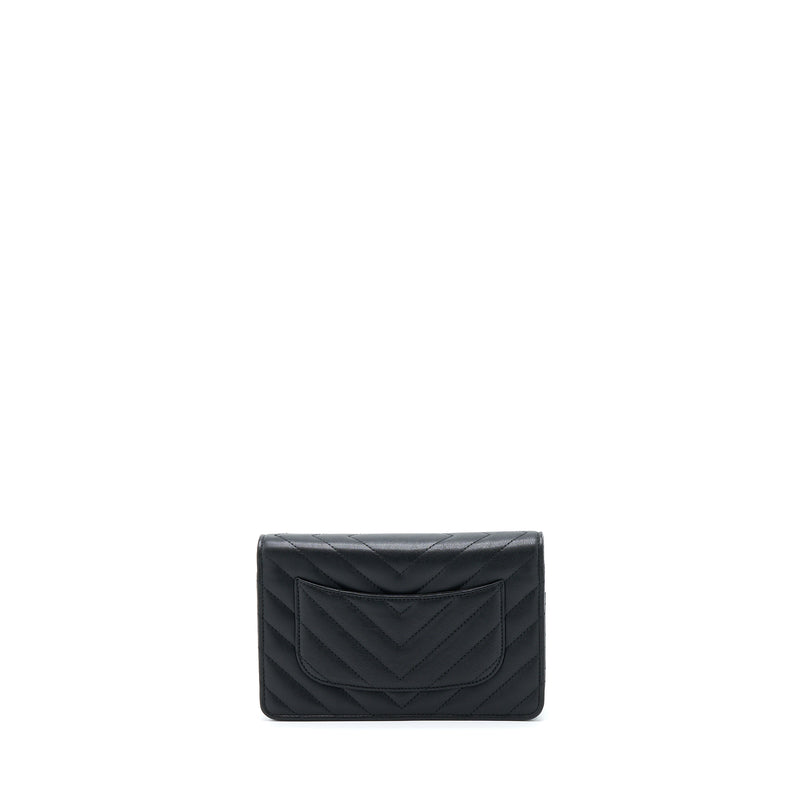 Chanel 2.55 So Black Wallet On Chain Calfskin With Black Hardware