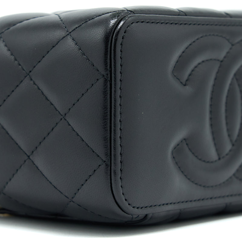 Chanel Long Vanity Detailed Gem Chain Lambskin Black GHW (Microchip)