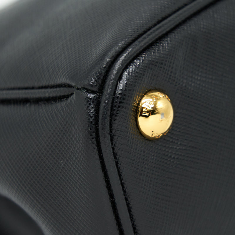 Prada Small Saffiano Leather Tote Bag Black GHW