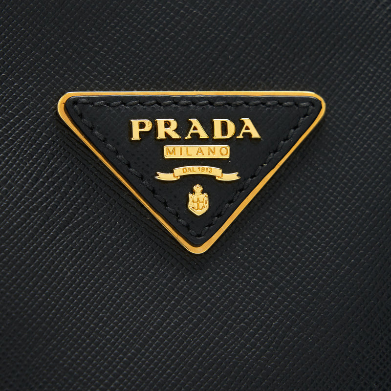Prada Small Saffiano Leather Tote Bag Black GHW