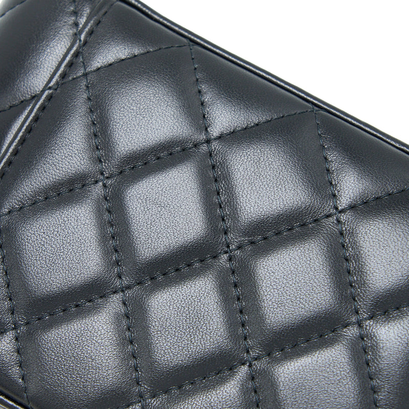 Chanel Long Vanity Detailed Gem Chain Lambskin Black GHW (Microchip)