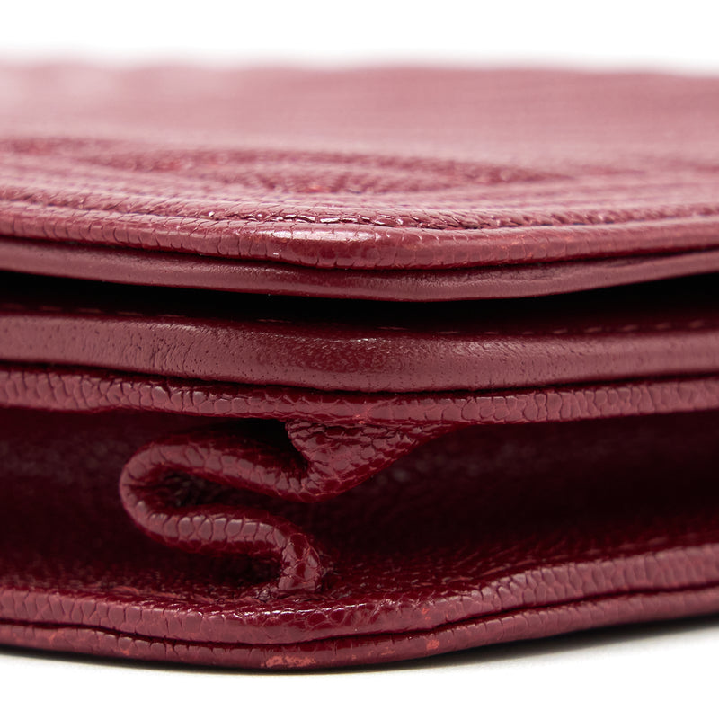Chanel Boy Wallet On Chain Chevron Caviar Red Brushed GHW
