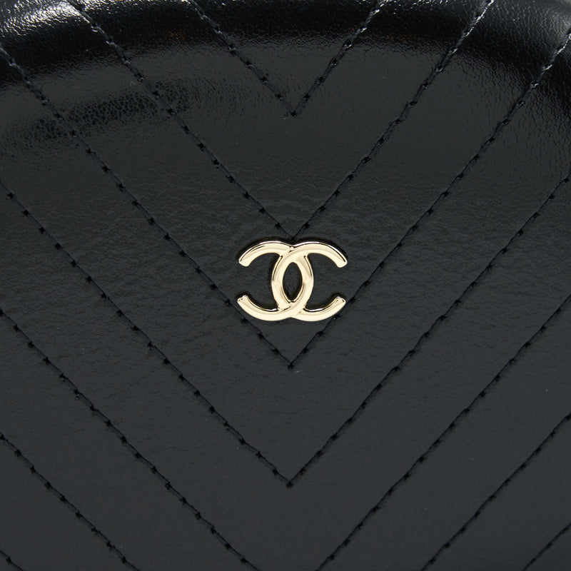 Chanel La Pausa Evening Bag Chevron Calfskin Black LGHW