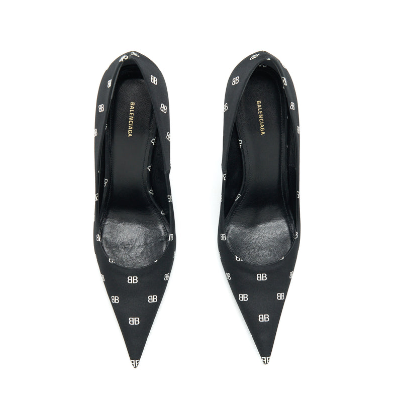 Balenciaga Size 36 Satin BB Knife Heels Black