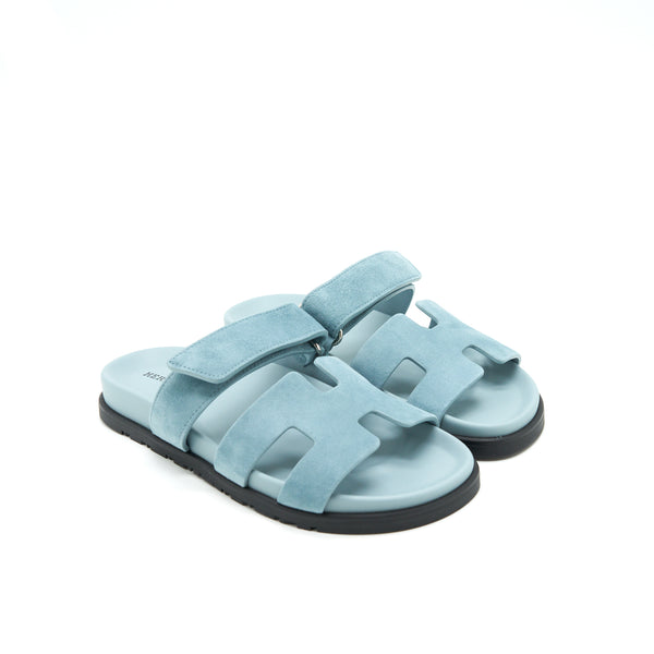 Hermes Size 38 Chypre Sandals Suede Blue