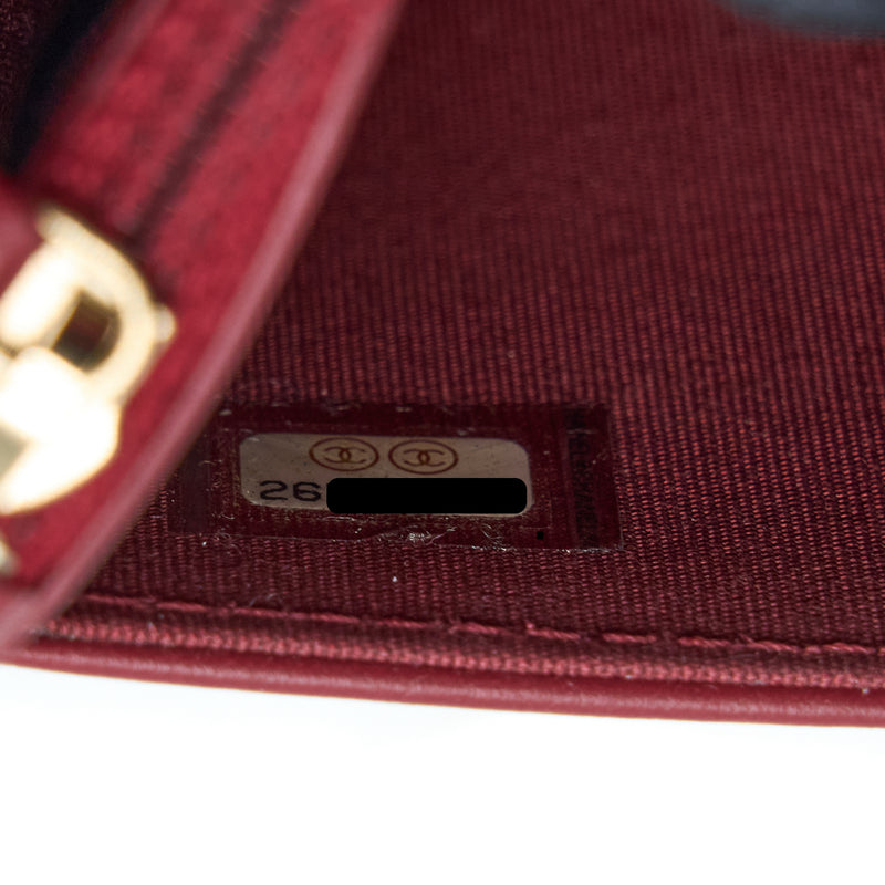 Chanel Boy Wallet On Chain Chevron Caviar Red Brushed GHW