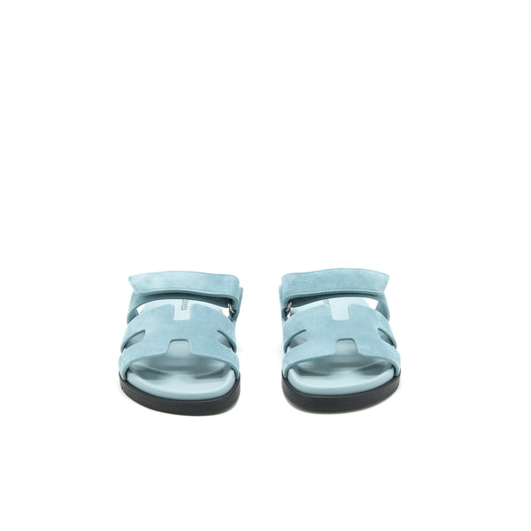 Hermes Size 38 Chypre Sandals Suede Blue