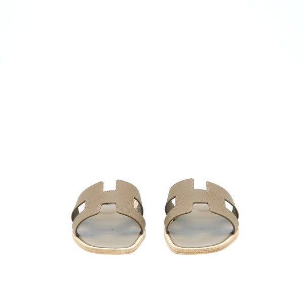 Hermes Size 38 Oran Sandals Epsom Etoupe