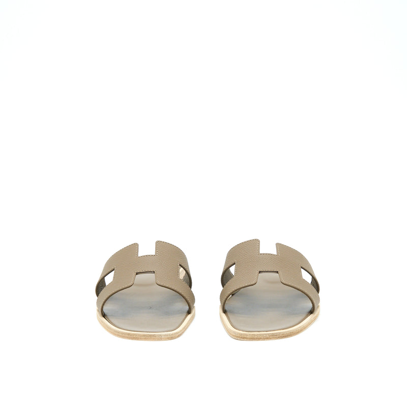 Hermes Size 38 Oran Sandals Epsom Etoupe