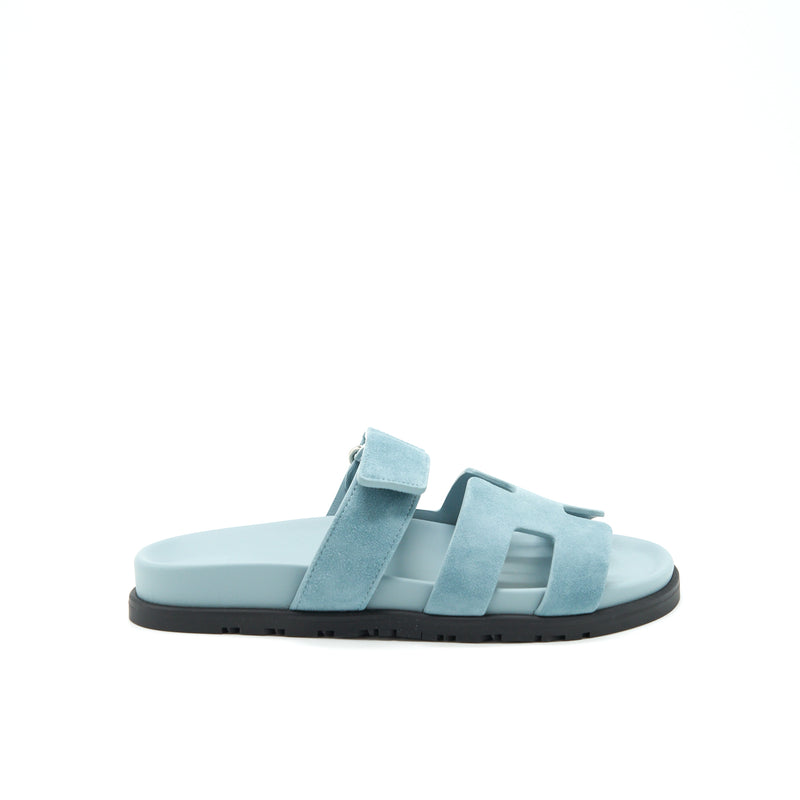 Hermes Size 38 Chypre Sandals Suede Blue