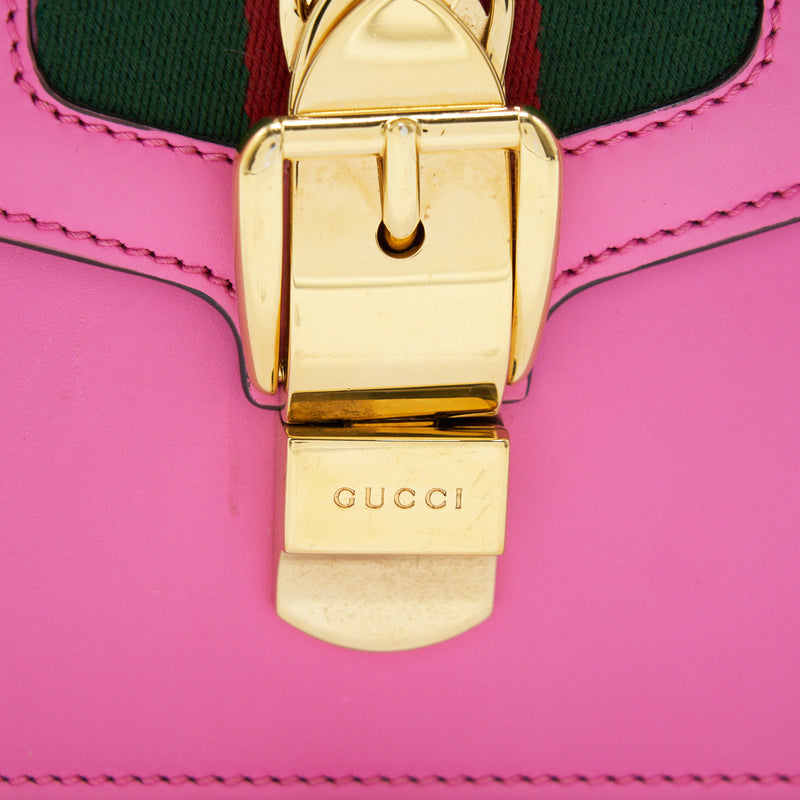 GUCCI SMALL SYLVIE LEATHER BAG PINK