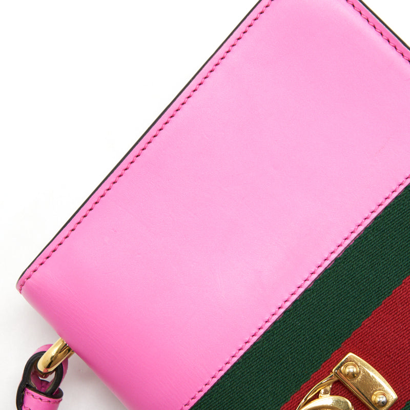 GUCCI SMALL SYLVIE LEATHER BAG PINK