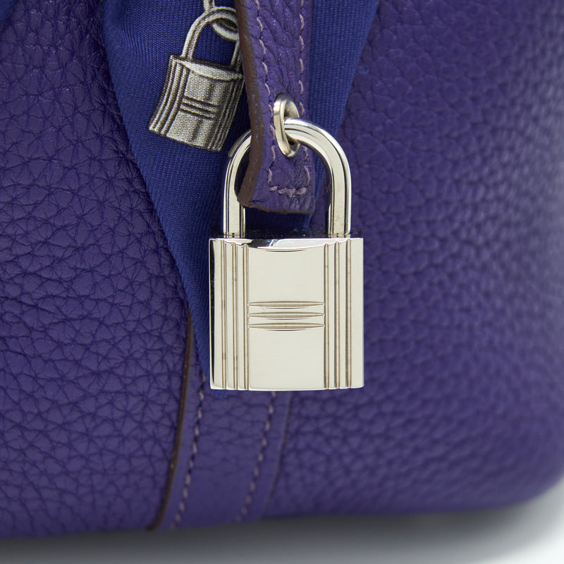 Hermes Picotin 18 Clemence 9K Iris SHW Stamp Square N With An Extra Twilly
