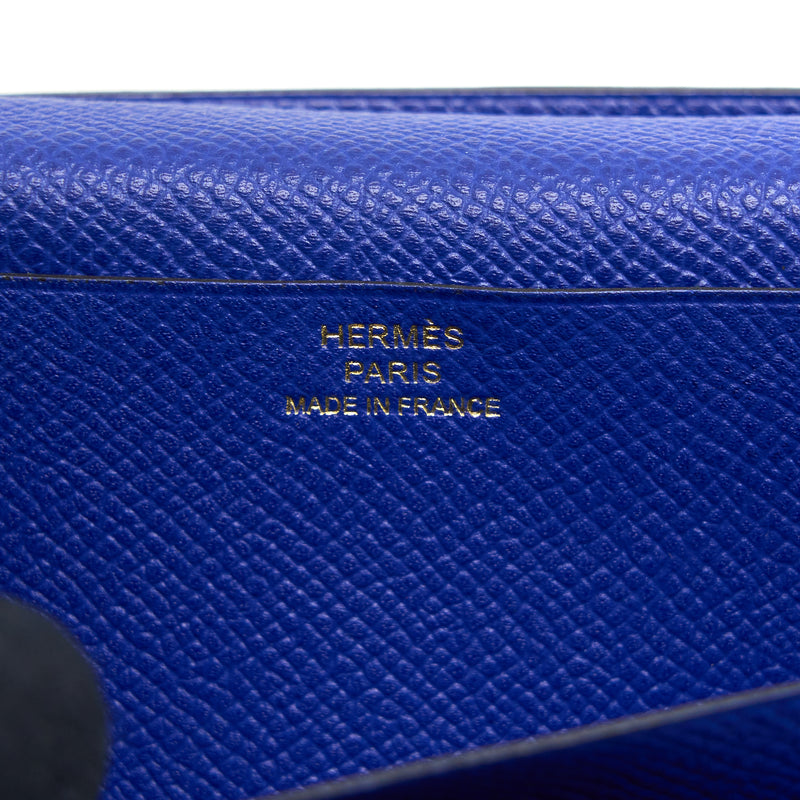 Hermes Bearn Long Wallet Epsom Blue Electric GHW Stamp Square R