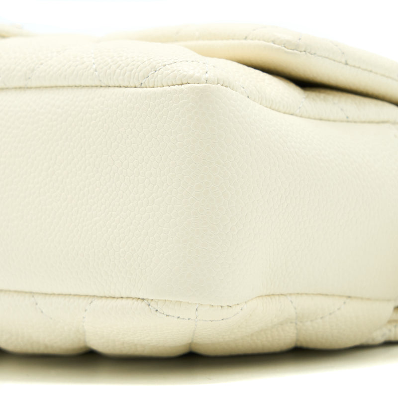 Chanel Quilted Flap Bag Caviar White SHW