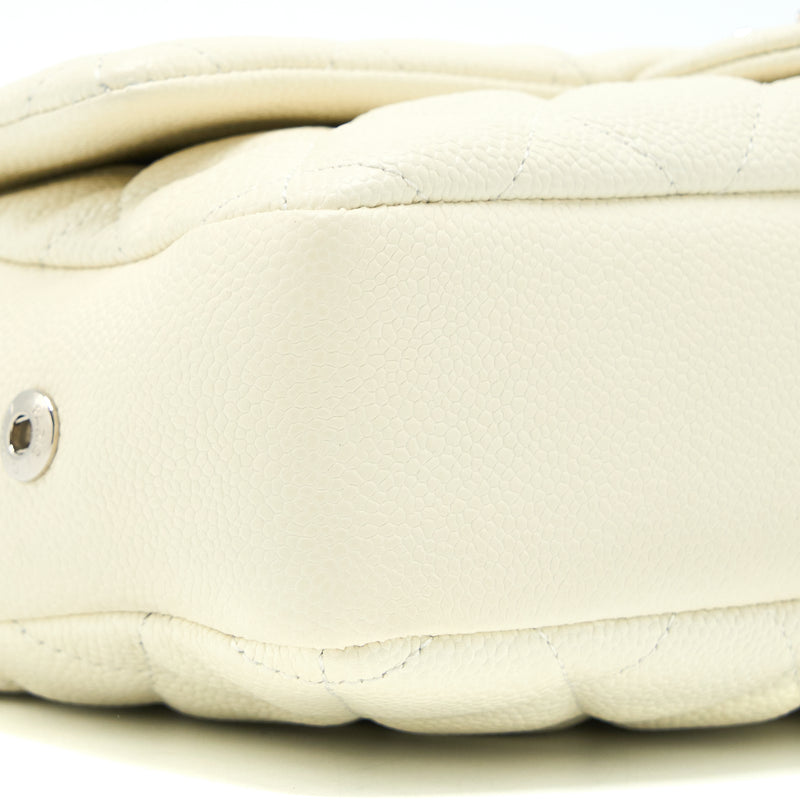 Chanel Quilted Flap Bag Caviar White SHW