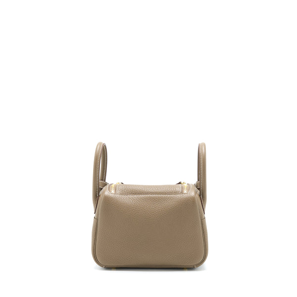 Hermes Mini Lindy Clemence Etoupe GHW Stamp Z