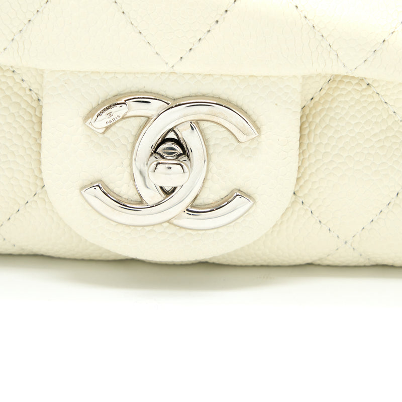 Chanel Quilted Flap Bag Caviar White SHW