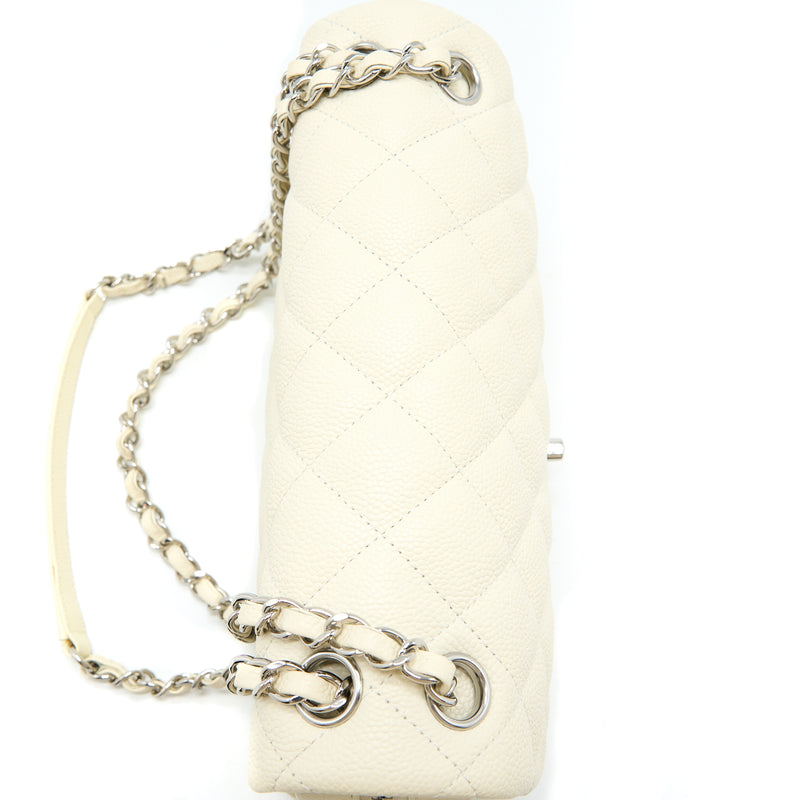 Chanel Quilted Flap Bag Caviar White SHW