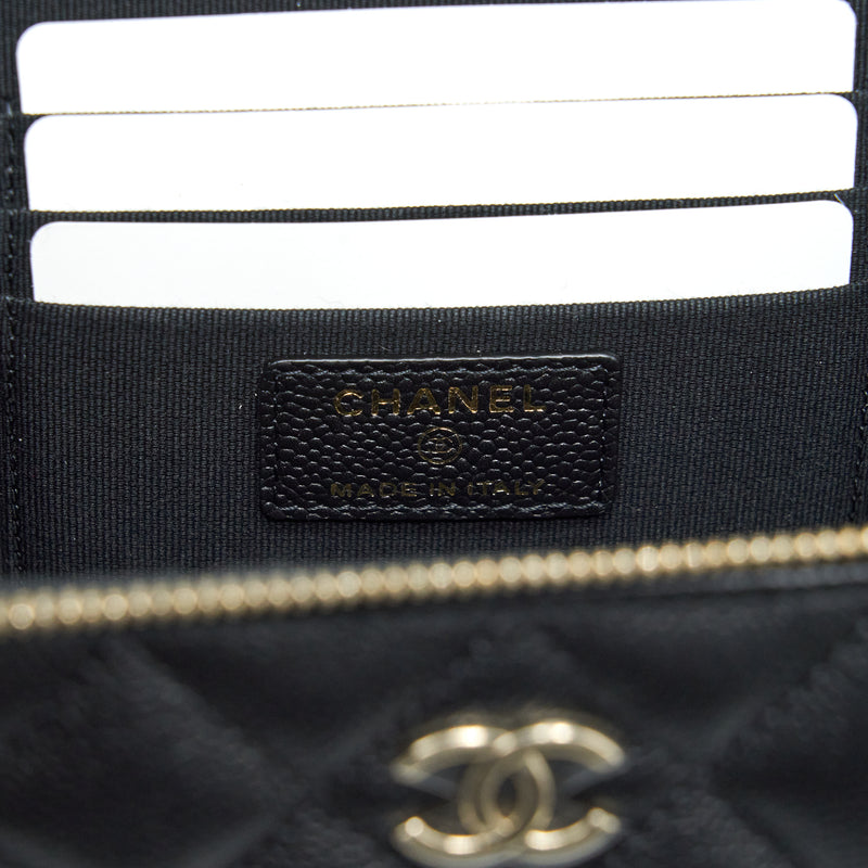 Chanel 22P Long Vanity With CC Logo Chain Caviar Black LGHW