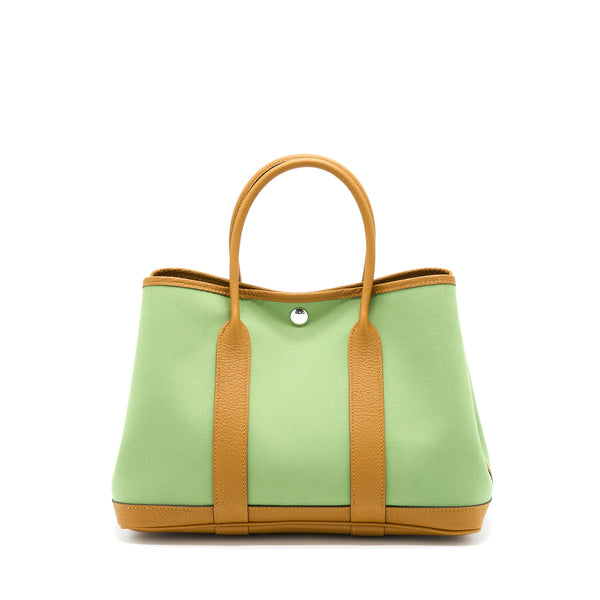 Hermes Garden Party 30 Canvas Vert Criquet / Core SHW Stamp Y