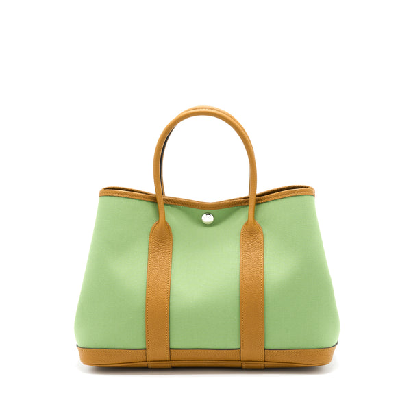 Hermes Garden Party 30 Canvas Vert Criquet / Core SHW Stamp Y