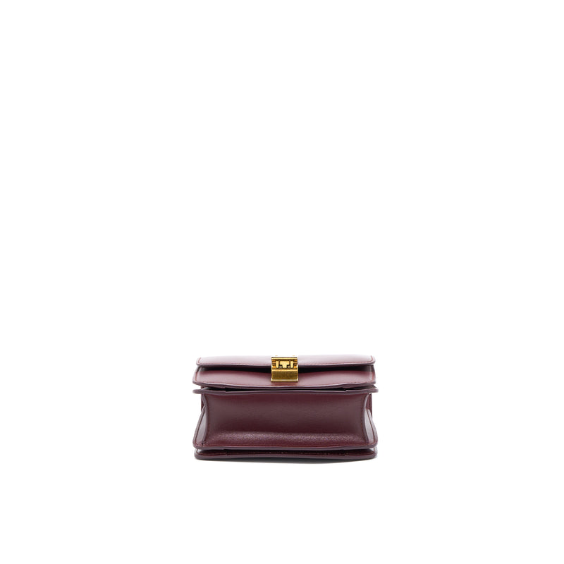 Celine Mini Box Calfskin Burgundy GHW