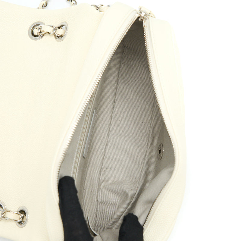 Chanel Quilted Flap Bag Caviar White SHW
