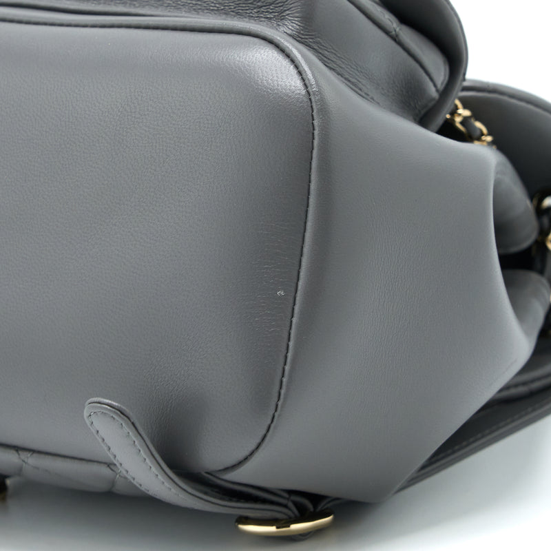 Chanel 22A Mimi Duma Backpack Lambskin Dark Grey LGHW (Microchip)