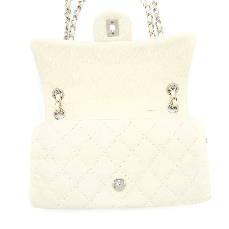 Chanel Quilted Flap Bag Caviar White SHW