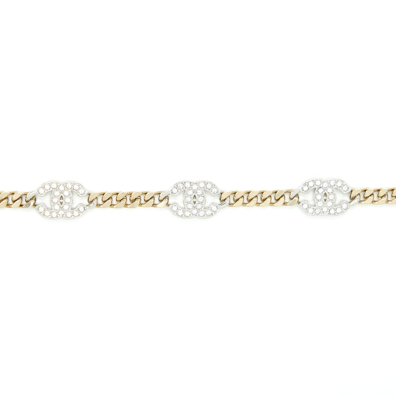 Chanel 22P Triple CC Logo Bracelet Light Gold Tone
