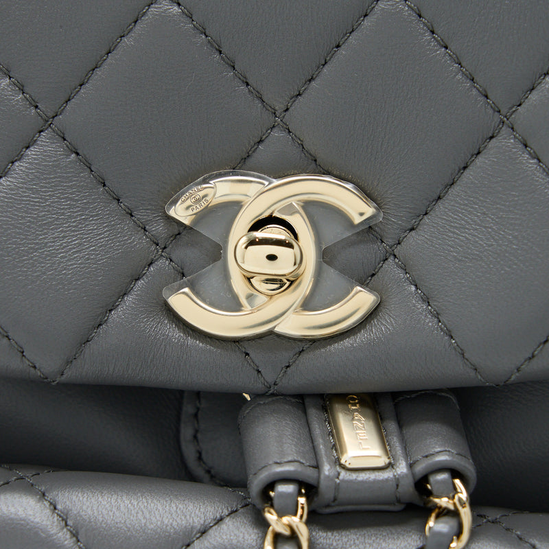 Chanel 22A Mimi Duma Backpack Lambskin Dark Grey LGHW (Microchip)