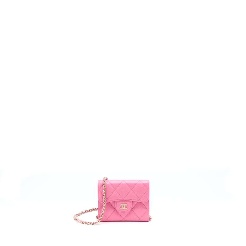 Chanel Mini Flap Card Holder Caviar Pink LGHW