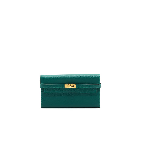 HERMES KELLY LONG WALLET Z6 MALACHITE EPSOM GHW STAMP A